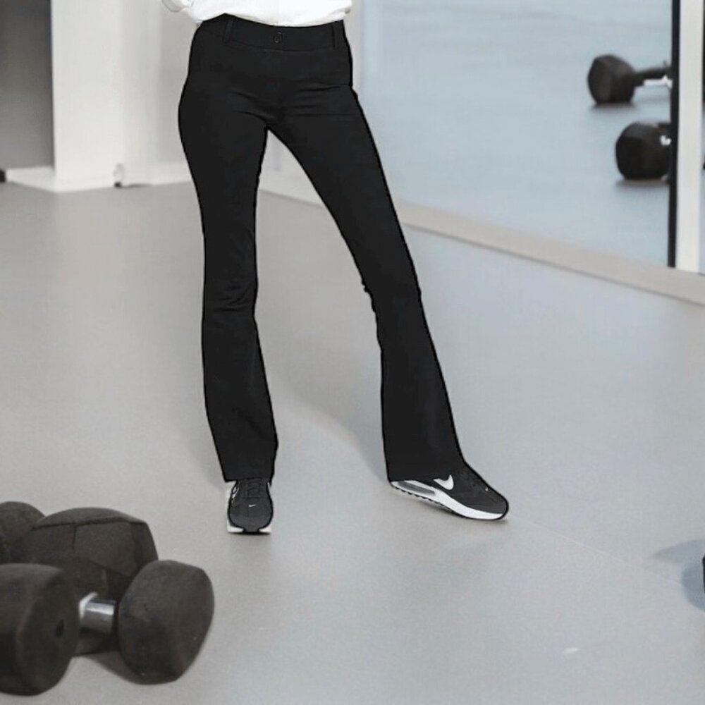 Betabrand Women's Black Pull On Flared Stretch Yoga Dress Pants Size LP